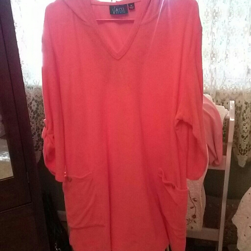 Coral Hooded Swim Cover-Up